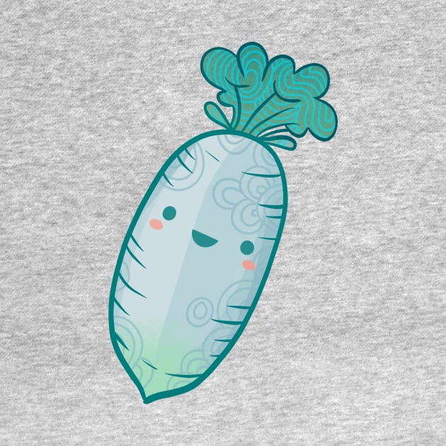 Cute Smiling Daikon Radish by Claire Lin